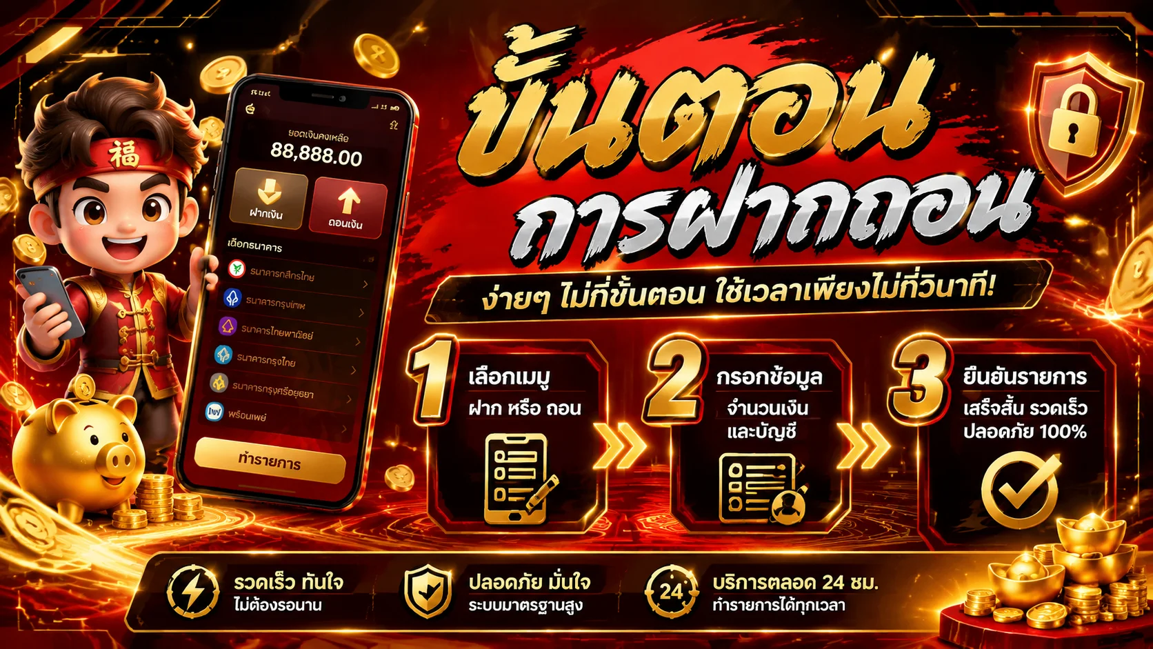 ระบบฝากถอนออโต้ Mongkol66 ทำรายการรวดเร็วผ่านธนาคารและทรูวอลเล็ท